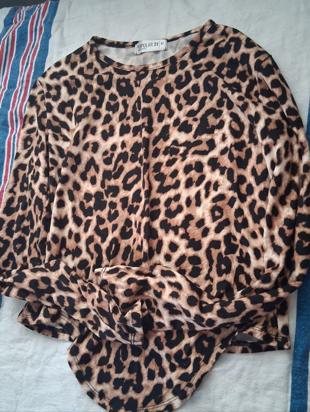 Popular 21 Leopard Print Long Sleeve Top - Brown/Black